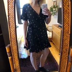 Cherry Print Wrap Dress